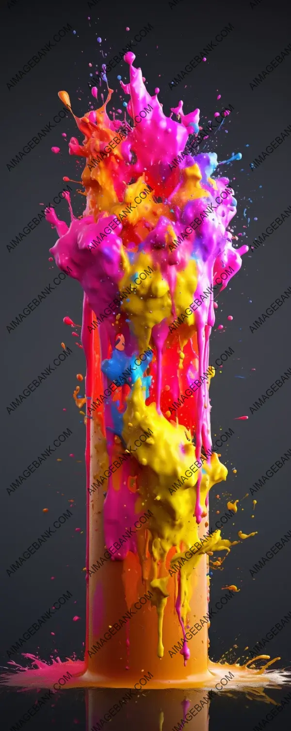 Dynamic Art: Colorful Splashes from a Pole