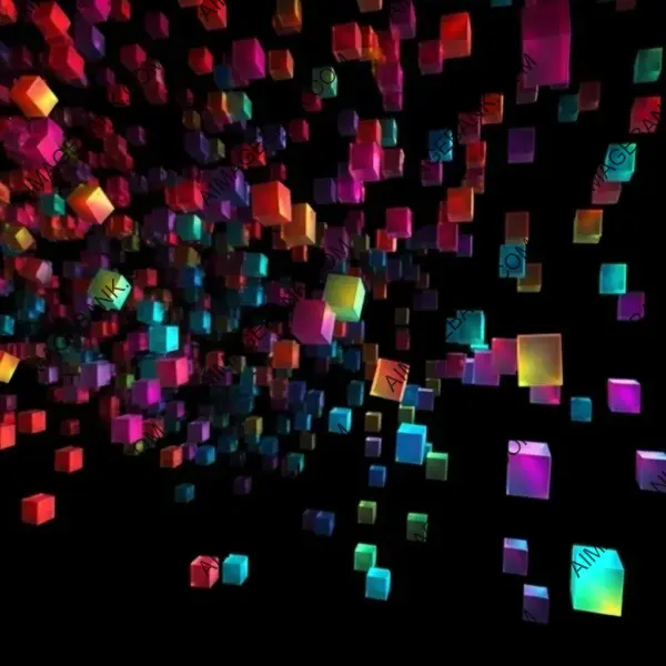 Glowing Darkness: Abstract Fluorescent Cubes in Miniature