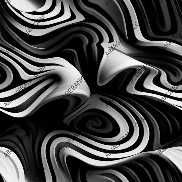 Kinetic Op Art: Black Digital Painting Style