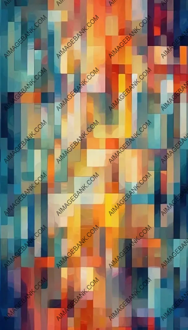 Abstract Art: Triadic Color Schemes with Complex Geometric Elements