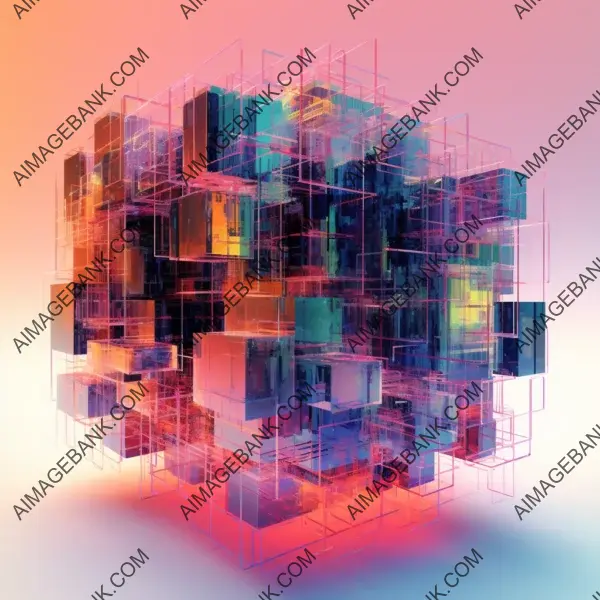 Abstract 3D Renders Showcasing Ultraviolet Cubes in Hyper-Realistic Detail