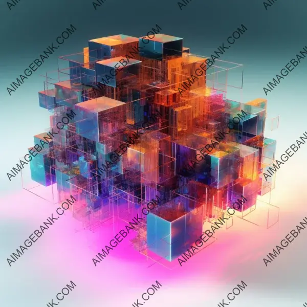 Hyper-Realistic 3D Renders of Abstract Ultraviolet Cubes