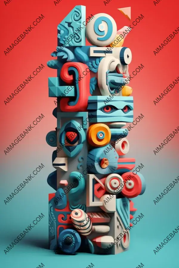 Playful Mashup of Neo-Memphis Design and Abstract 3D Totems