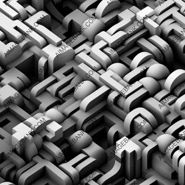 Isometric Grayscale Illustration: Abstract Pattern