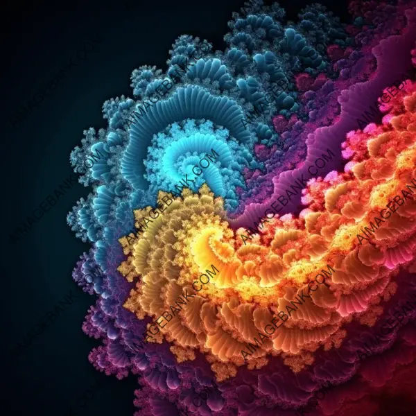 Mandelbrot fractal art filling up with an explosion of bright colors