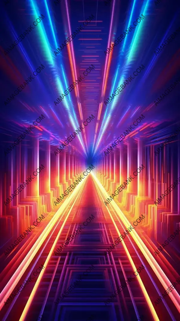 Neon tunnel fluorescent lights abstract