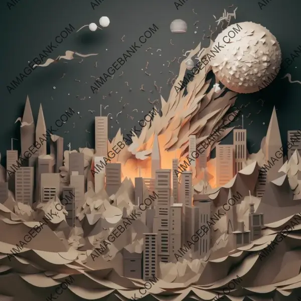 Layered paper asteroid: Bringing destruction to cityscape