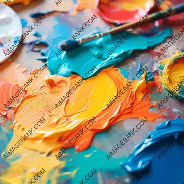 Close-up of art palette with various vibrant colors