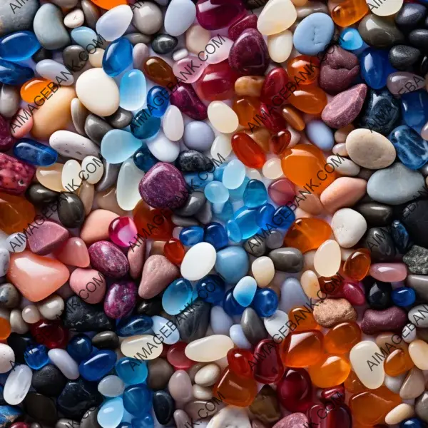 Colorful aquarium gravel arranged neatly in a pattern