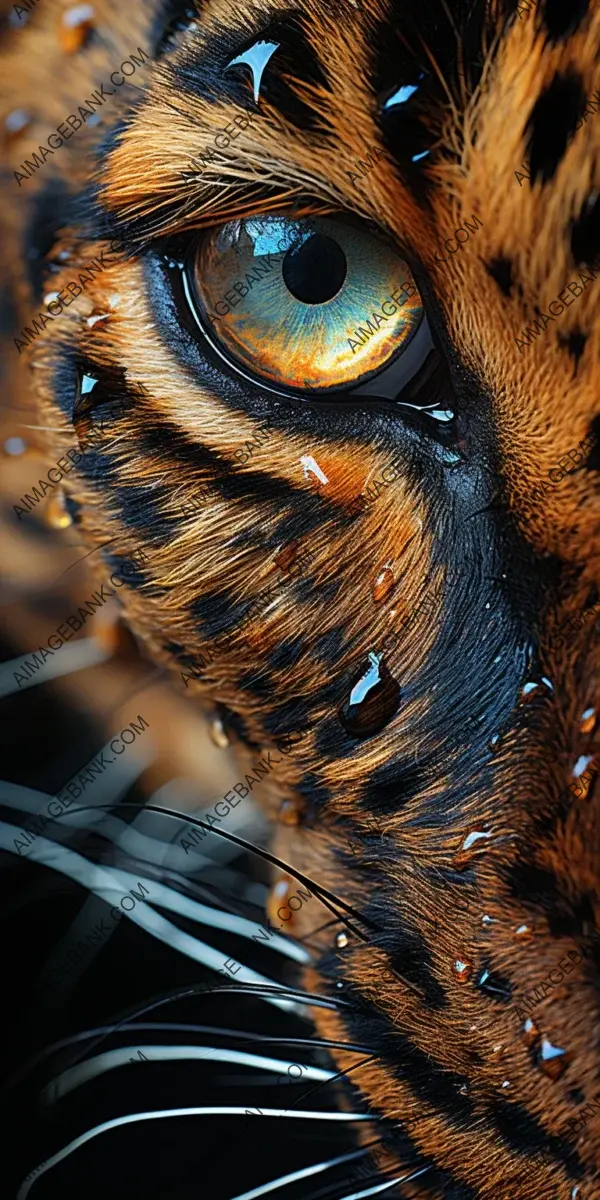 Feline magnificence: a macro lens captures the intricate details of a leopard in photorealistic splendor