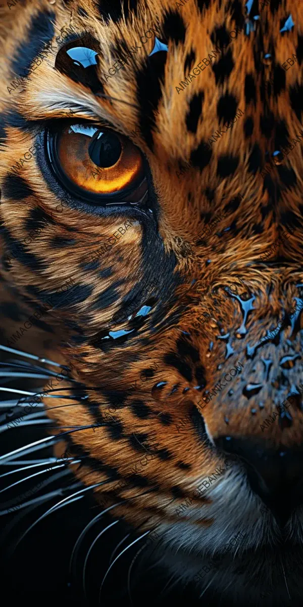 The art of detail: a mesmerizing macro lens close-up, revealing the high-definition beauty of a leopard