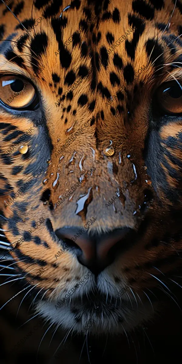 Photorealistic allure: a macro lens captures the stunning high details of a leopard, showcasing its photorealistic beauty