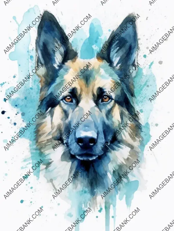 Eyes of loyalty: a portrait of a German Shepherd with piercing blue eyes reminiscent of turquoise