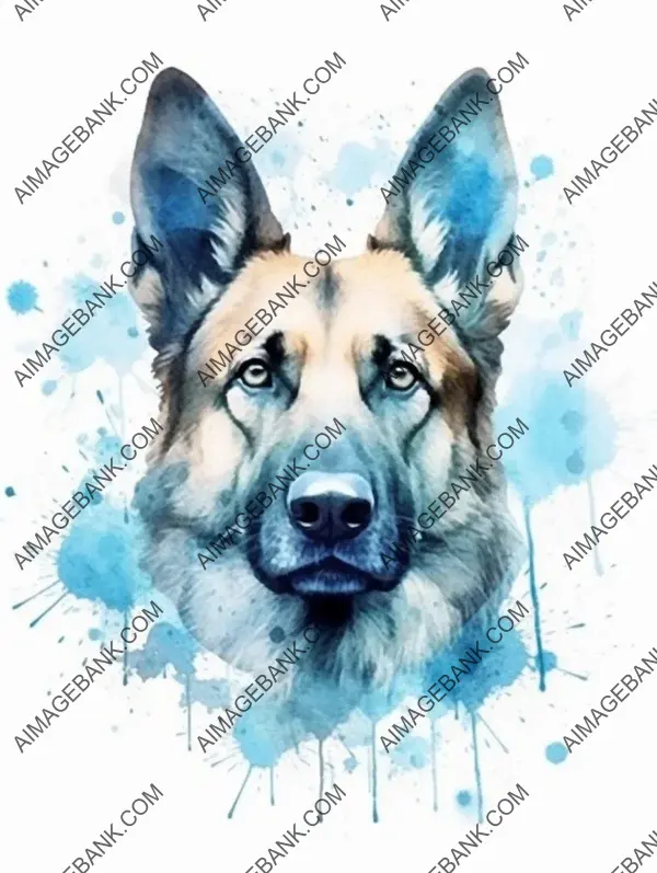 Turquoise depths: a captivating portrait of a German Shepherd with mesmerizing blue eyes