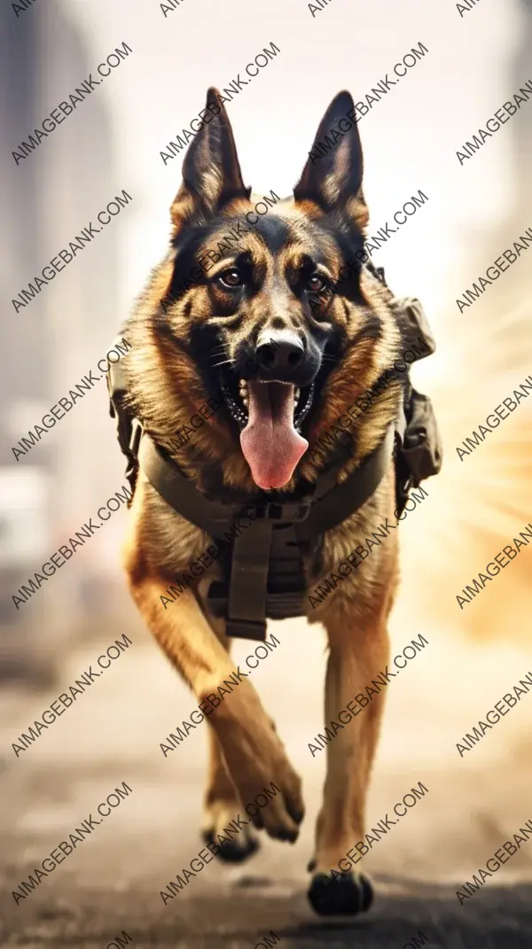 Battle Dog&#8217;s Determination: Cinematic Photo in Tact and Vest