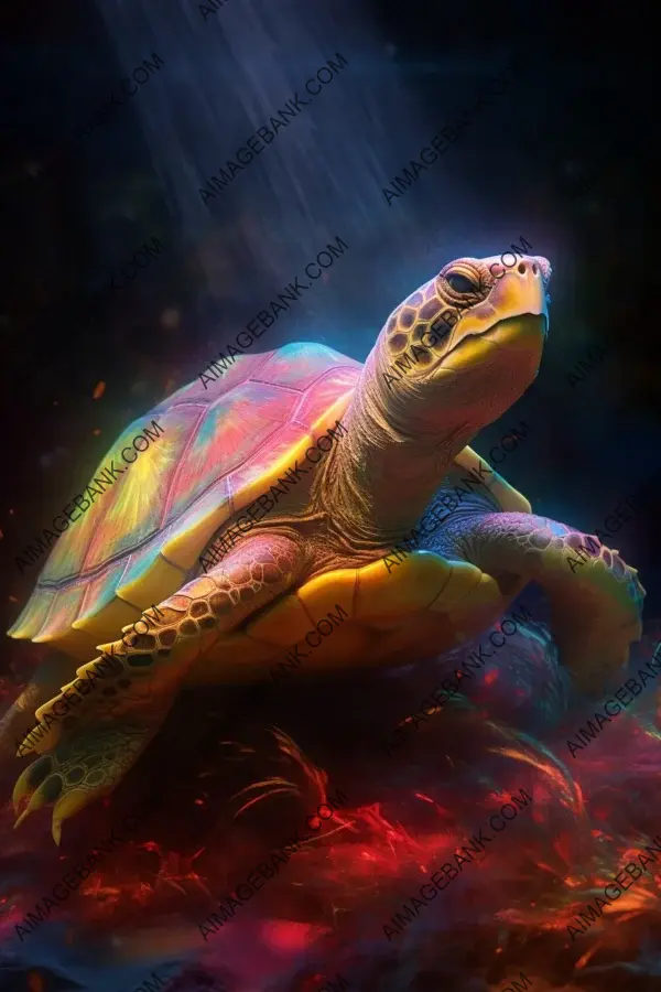 Full Scene by Alex Horley: Magic Glowing Rainbow Turtle