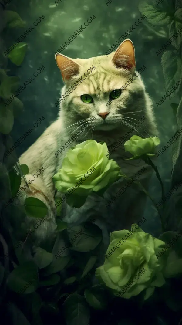 Captivating Realism: Cat in Nature&#8217;s Greenery