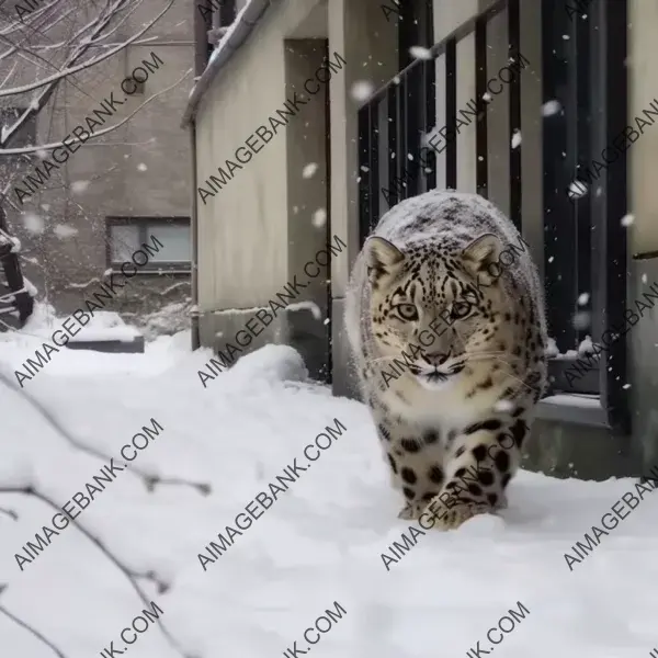 Graceful and Swift: Snow Leopard Running Through the Snow