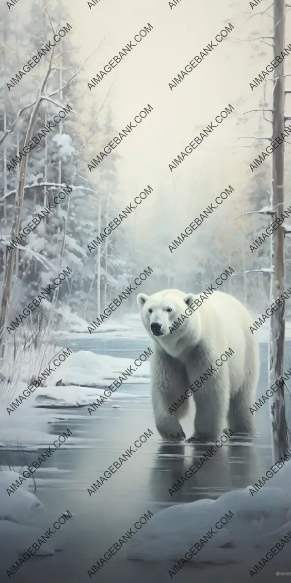 Polar Bear and Moose in Snowy Canadian Land: Close-Up