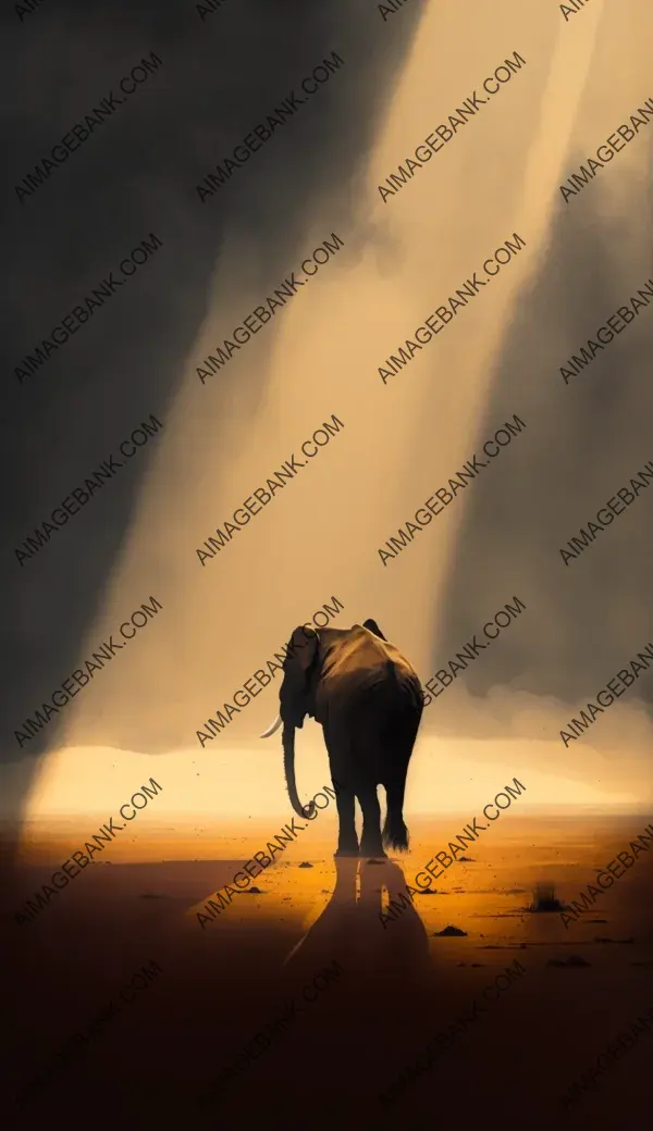 Elephant in Dust-Storm Sunrise: Minimalism on the Plains