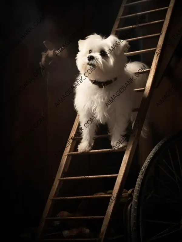 Stairway to Bliss: Maltese Dog&#8217;s Ladder Climb
