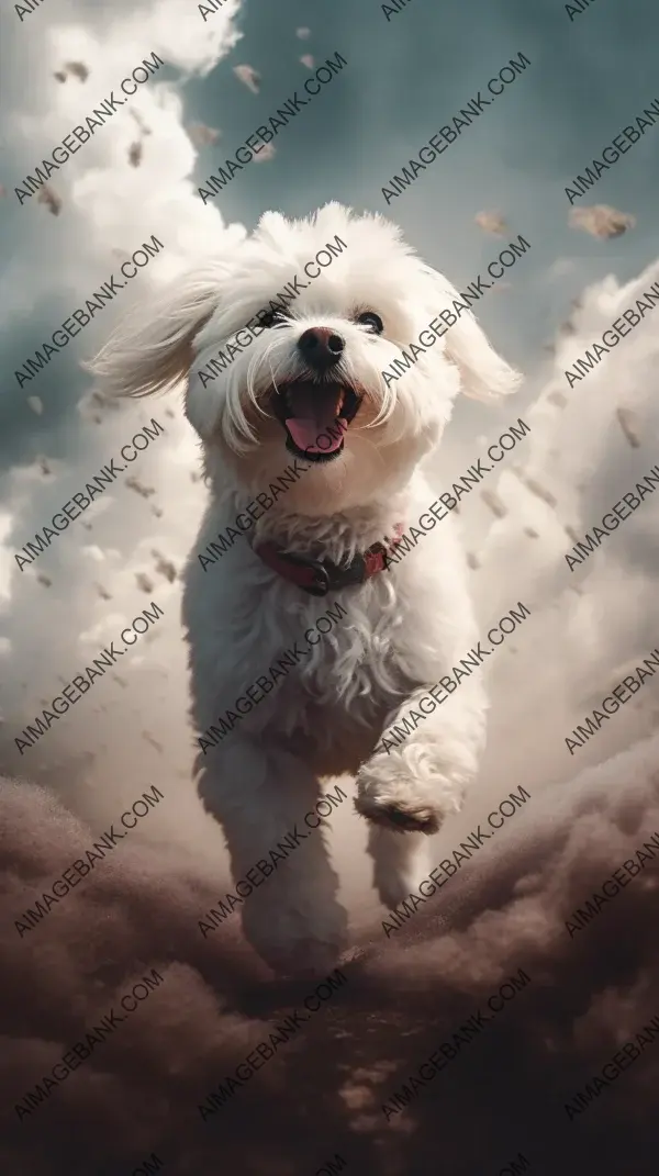 Cloud-Surfing Pup: Maltese Dog&#8217;s Wallpaper Escape