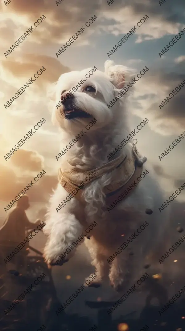 Cloud-Swept Canine: Maltese Dog&#8217;s Wallpaper