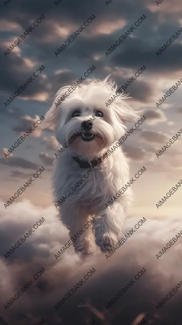 Maltese Dog&#8217;s Cloudy Paradise: Wallpaper Bliss