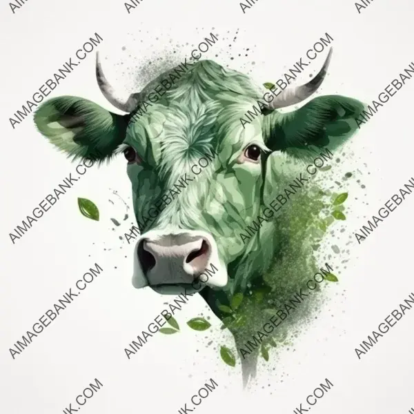 Abstract representation of cow in wild grass