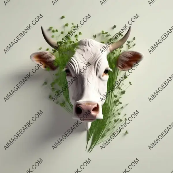 Immerse in abstract depiction of cow