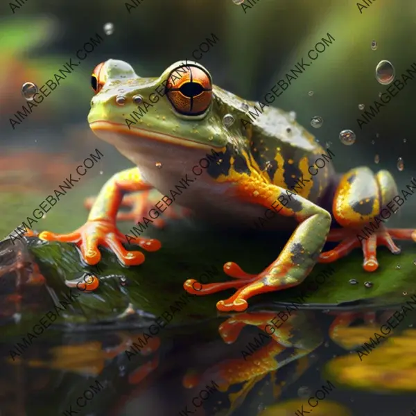 Up-close photograph of Amazon frog reveals details