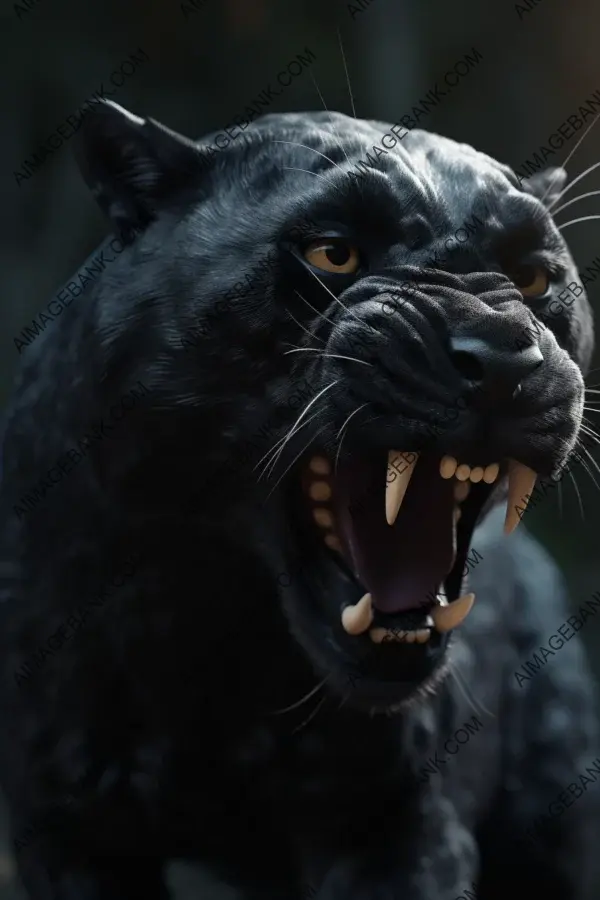 Fierce and roaring black panther exudes power