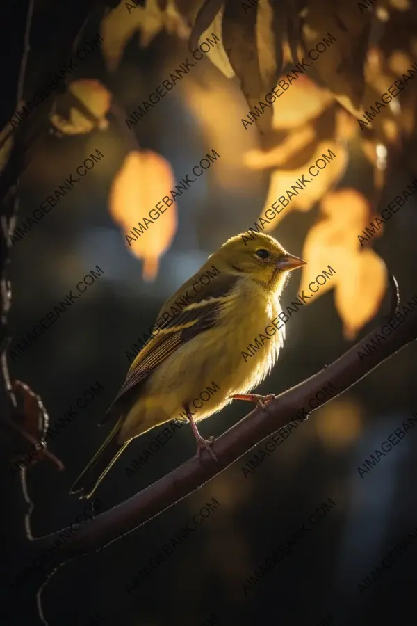 Yellow Finch Captures Essence of Autumn Leaves