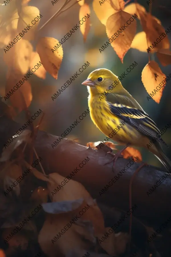 Sense of Wonder: Yellow Finch with Autumn Leaves