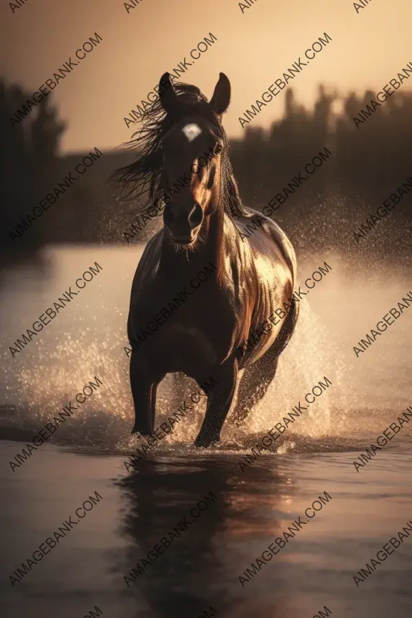 Cinematic Lighting: Beautiful Horse Running Over Water
