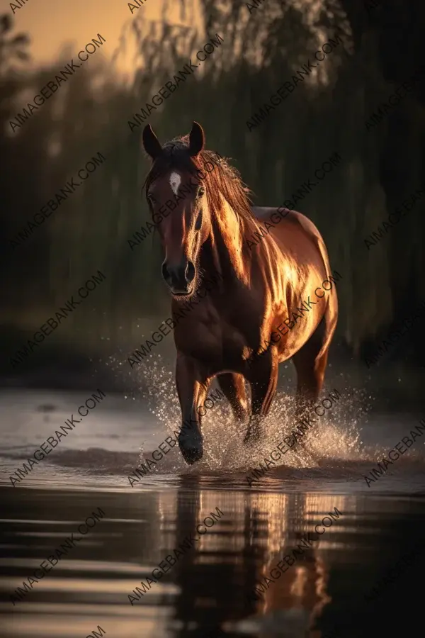 Reflecting Cinematic Lighting: Beautiful Horse Running