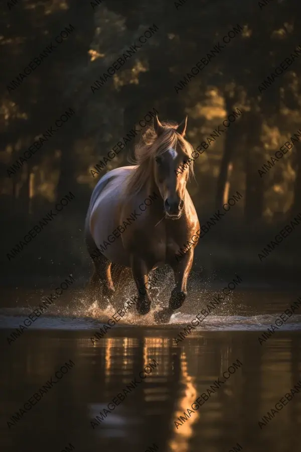 Beautiful Horse Running Reflects Cinematic Lighting