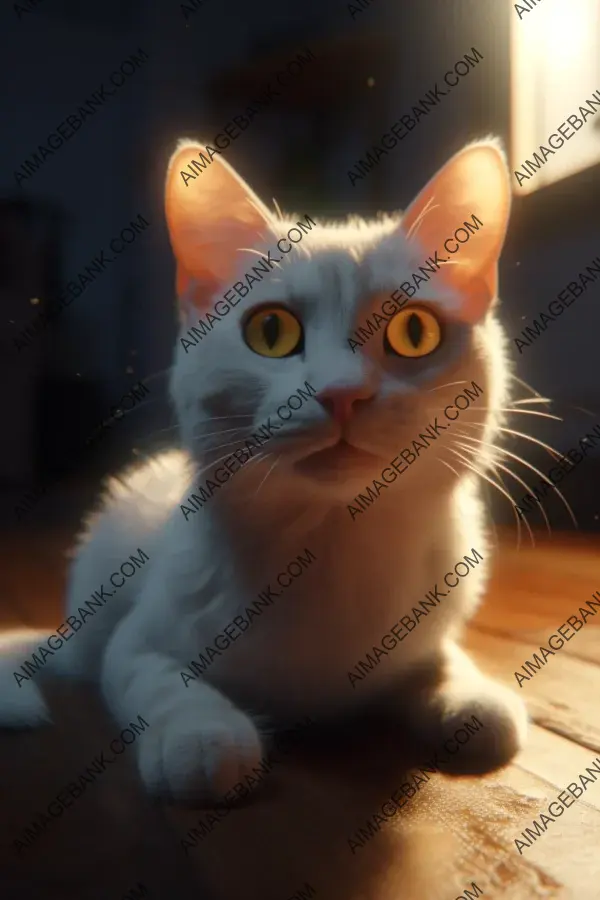 Adorable White Cat: Playful Big Eyes