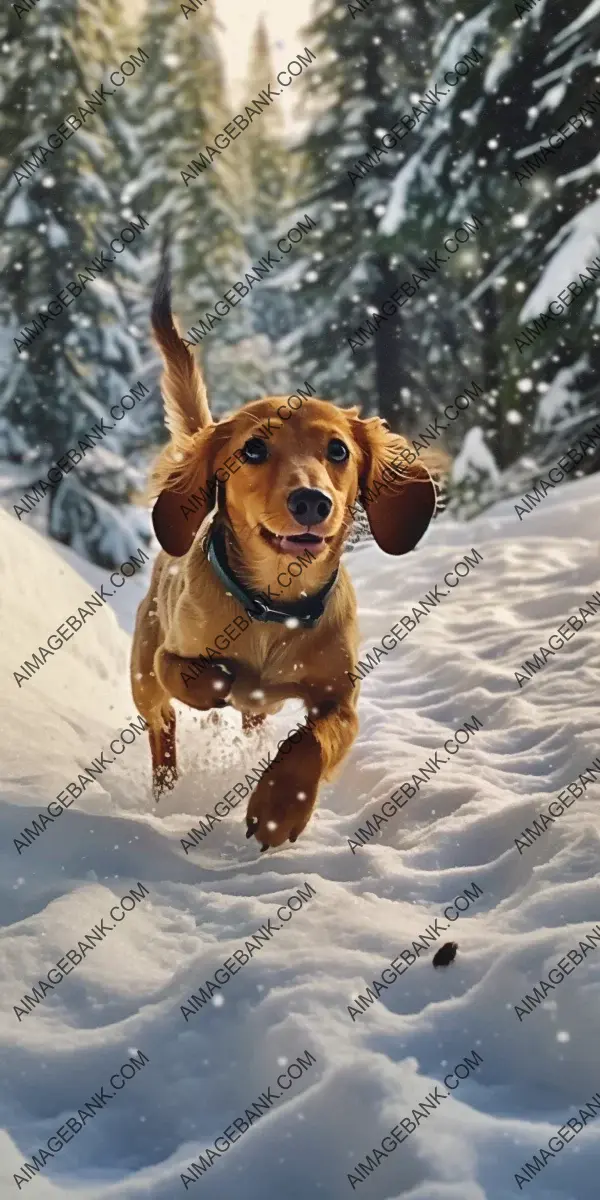 Realistic photo dachs exploring icy woodland