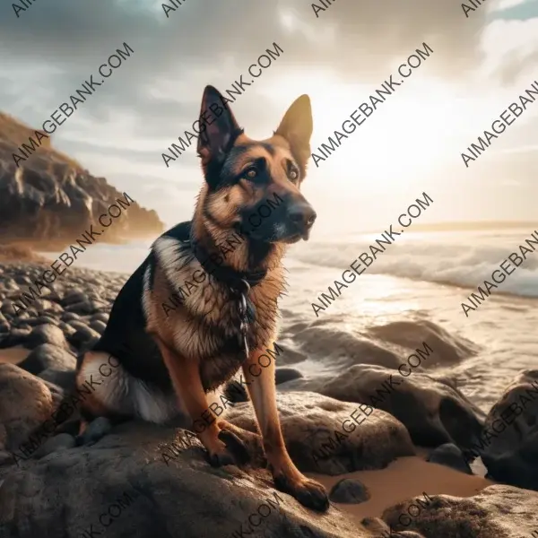 Immerse in captivating presence of sitting German Shepherd