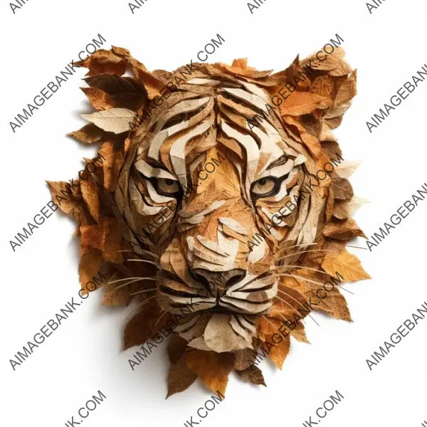 Indulge in artistic depiction of tree leaf tiger&#8217;s head