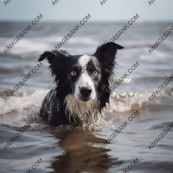 Capture magical essence of swimming Border Collie