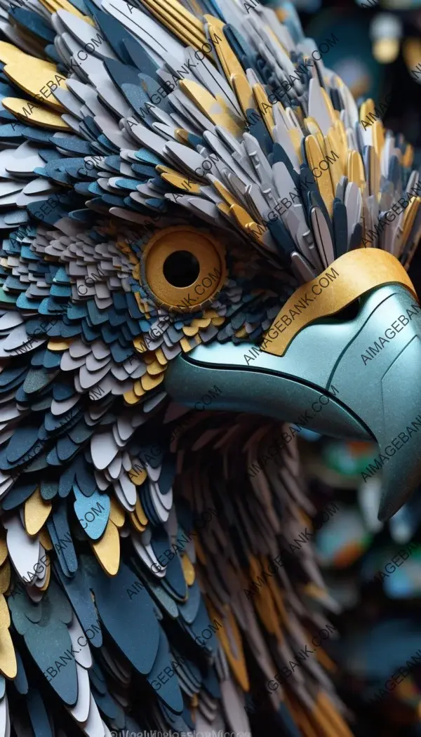 Close-up cubist eagle face is magnificent artwork showcasing