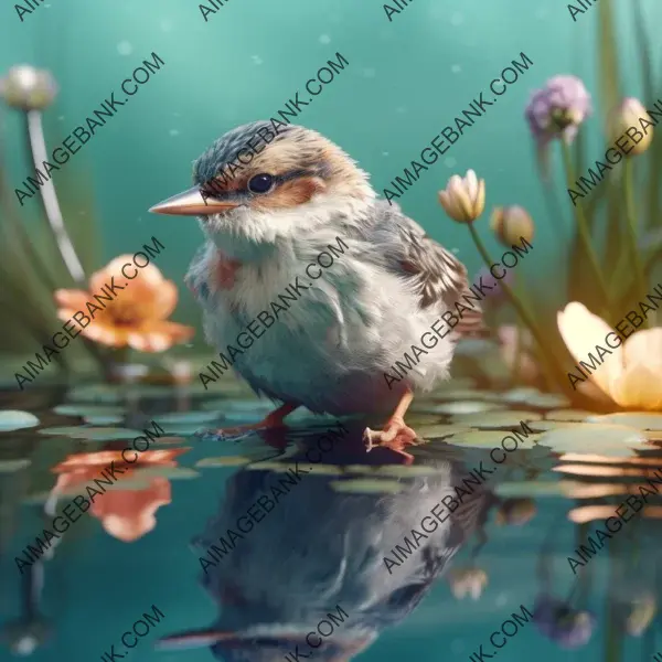 Pond Reflections Cute Bird