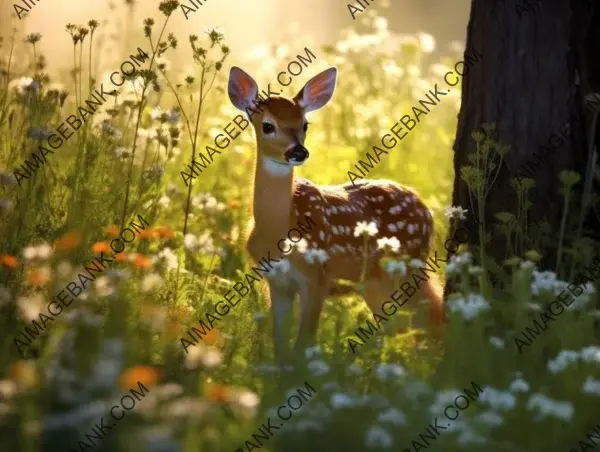 Young Deer Stands Tall Amidst Lush Meadow