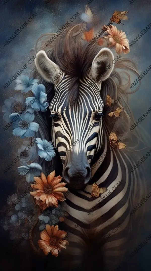 Delight in whimsical charm: Zebras Among Colorful Flowers