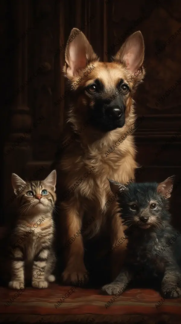 Furry Joy: Detailed and adorable portrait of puppy kittens