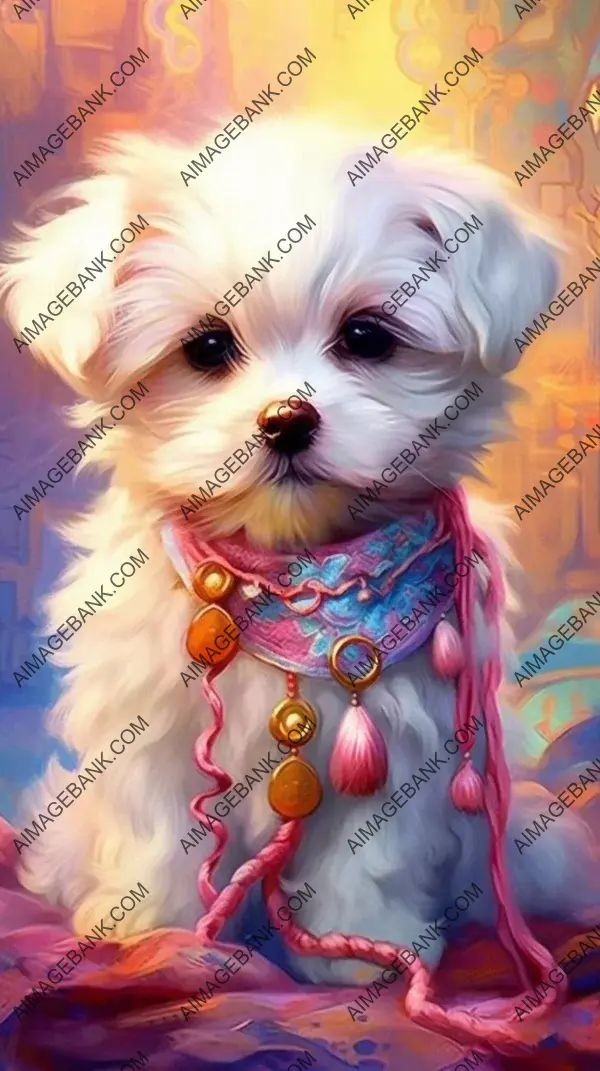 Charming Maltese Geek: Chibi dog with an elegant touch of technology