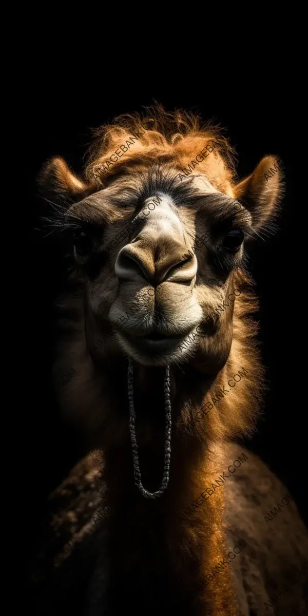 Camel&#8217;s Tranquil Gaze: Enchanting minimalist portrait closeup