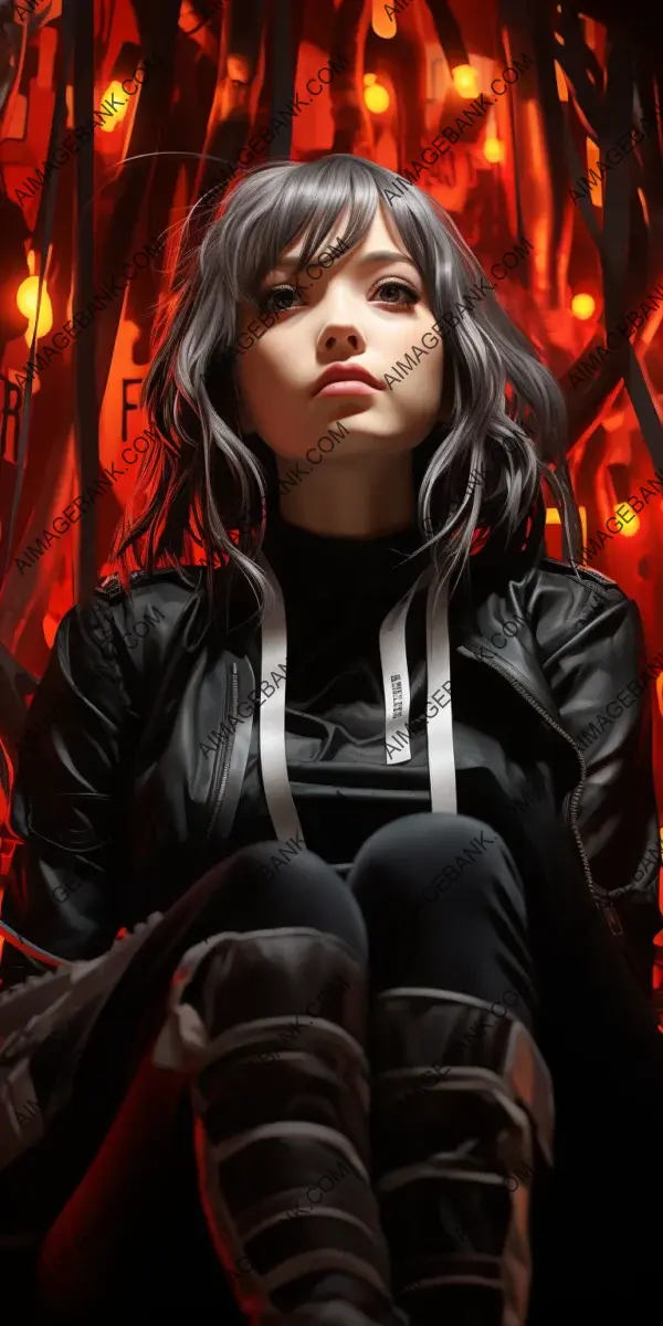 Stunning Low-Angle Illustration of a Goth Girl